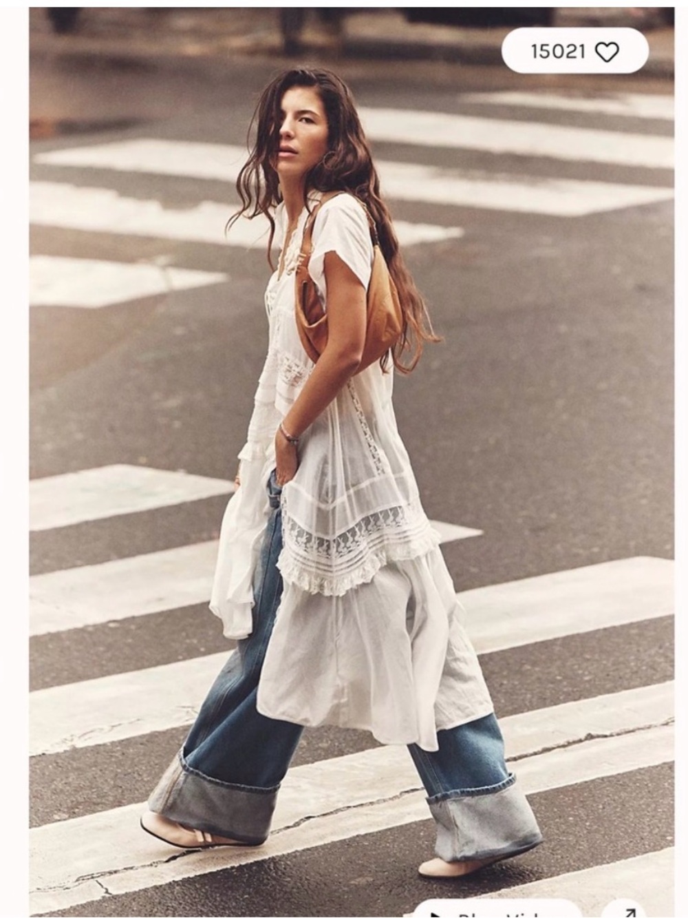 NEW WE THE FREE x Free People Wide Leg Cuffed Low-Rise Jeans in Mudslide NWT🌷 - Picture 2 of 5